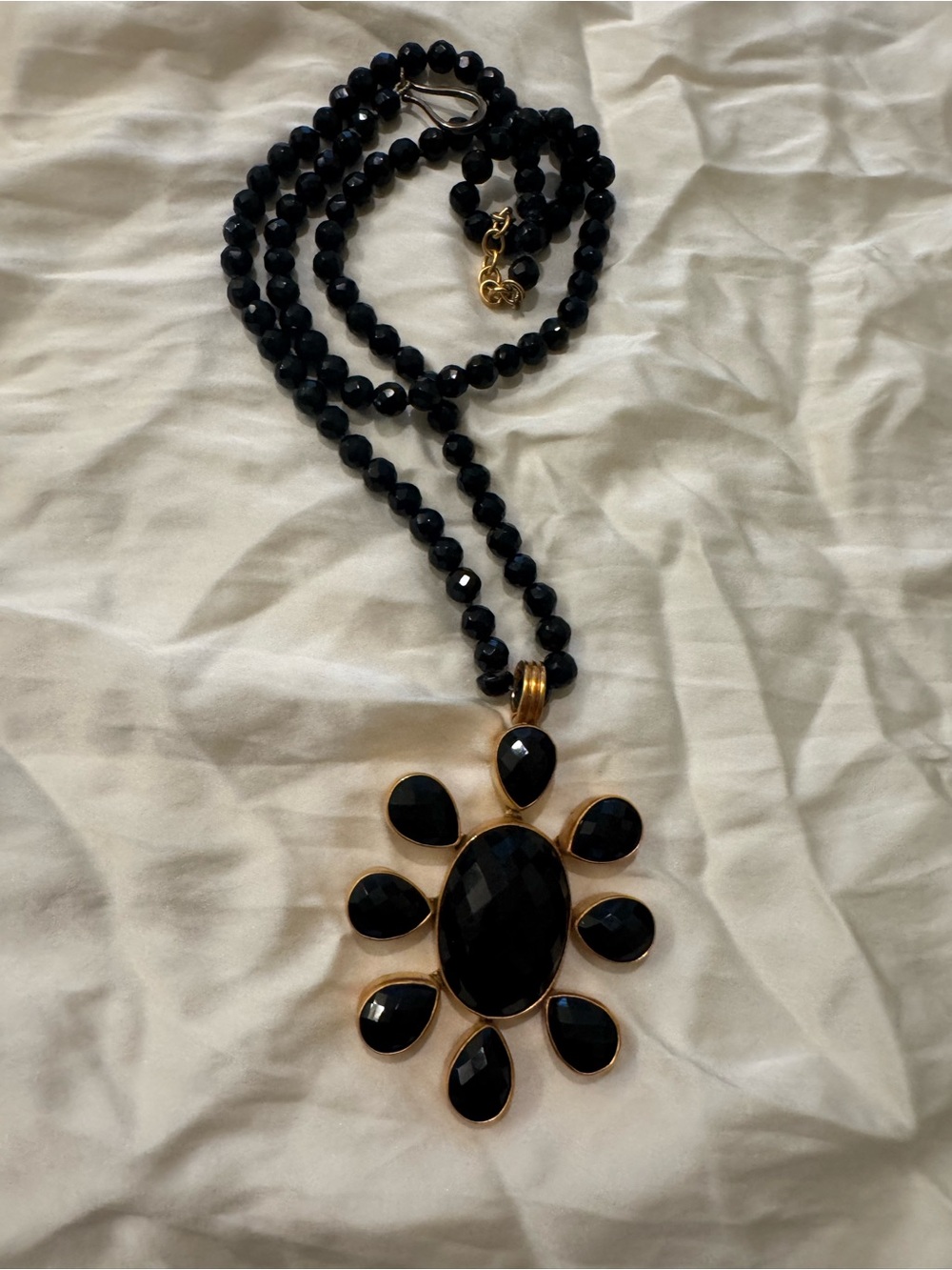 Dina Mackney Gold & Black Faceted mosaic Stone Pendant Necklace - Women Jewelry